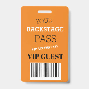 Backstage Music Festival Orange Access Pass VIP   Badge