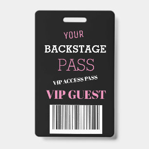 Backstage Music Festival Pink Access Pass VIP  Badge