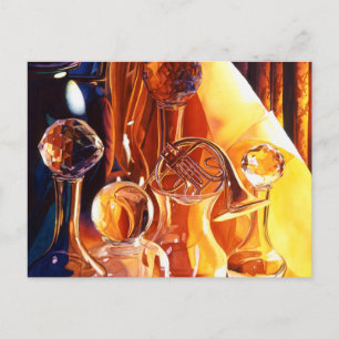 "Backstage" Musical Instruments & Glass Art Postcard