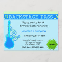 Backstage Pass Birthday Invitation