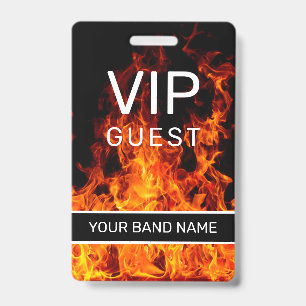 Backstage Pass VIP Custom Band Merch Flame Lanyard Badge