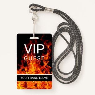 Backstage Pass VIP Custom Band Merch Flame Lanyard Badge