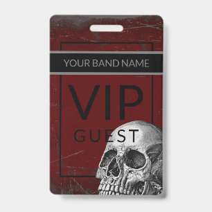Backstage Pass VIP Custom Name Rock Skull Lanyard  Badge