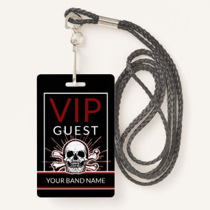 Backstage Pass VIP Custom Name Rock Skull Lanyard Badge