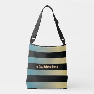 "#backtoschool"blue gold & black striped teacher's crossbody bag