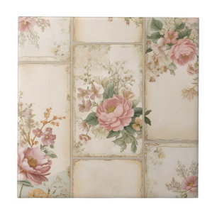 Backward Vintage Floral Blocks Tile