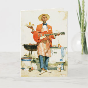 Backyard Barbecue Blues Guitarist Card