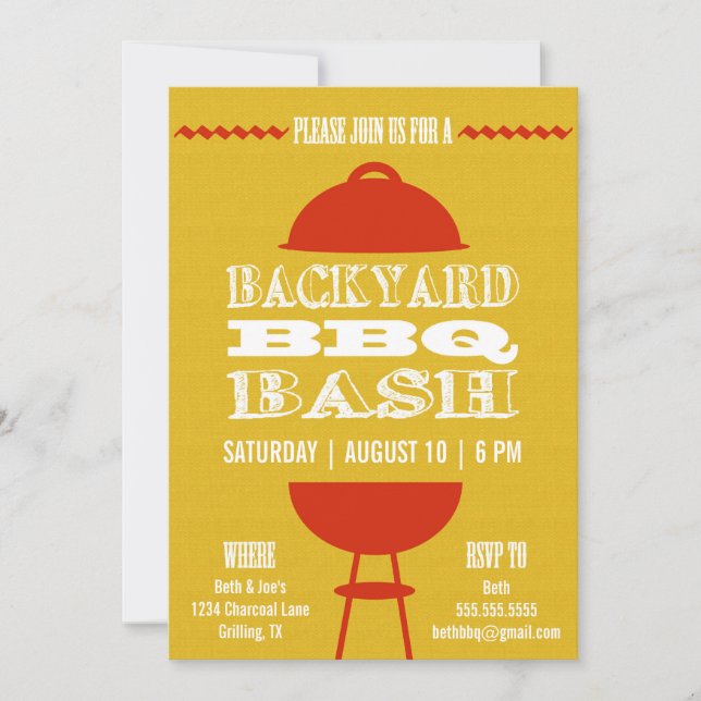 Backyard BBQ Barbecue Bash | Party Invitation 5x7 (Front)