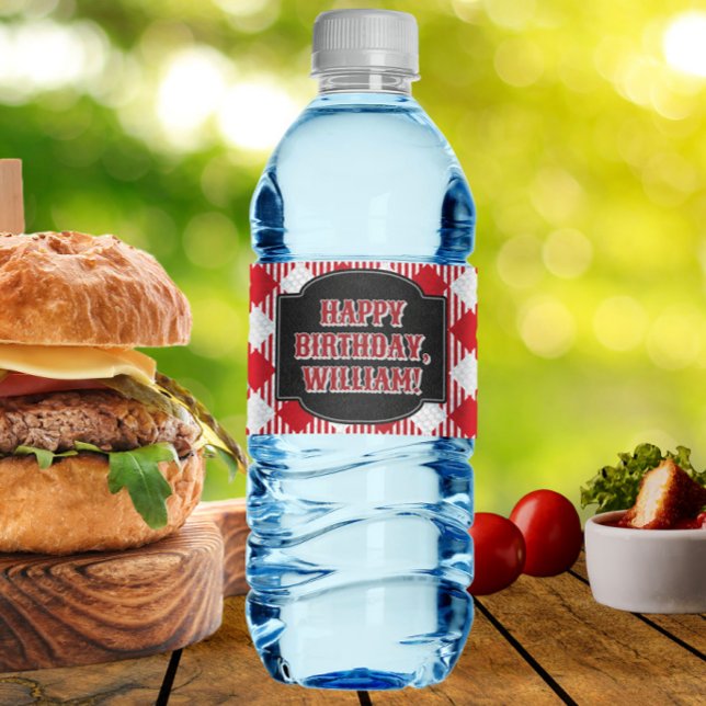 Backyard BBQ Birthday Party Water Bottle Label (Creator Uploaded)