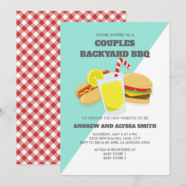 Backyard BBQ Couples Baby Shower Invite (Front/Back)