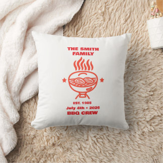 Backyard BBQ Family Crew Family July 4th Throw Pillow