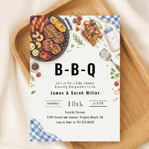 Backyard BBQ Grill Couples Baby Shower Invitation