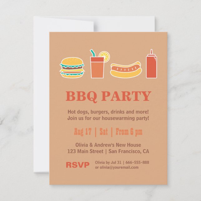 Backyard BBQ Housewarming Party Invitations (Front)