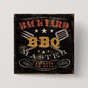 Backyard BBQ Master 2 Inch Square Button