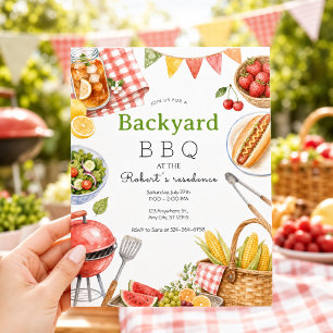 Backyard BBQ Party Summer Picnic Family Invitation