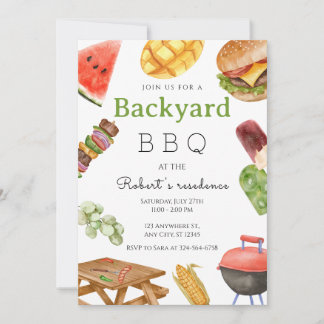 Backyard BBQ Summer Party   Invitation