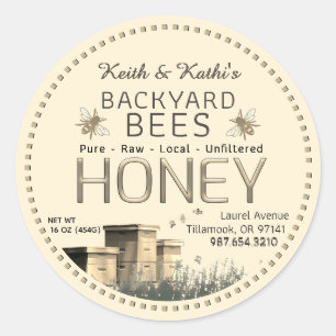 Backyard Bees Hives and Little Bees on Ivory Classic Round Sticker