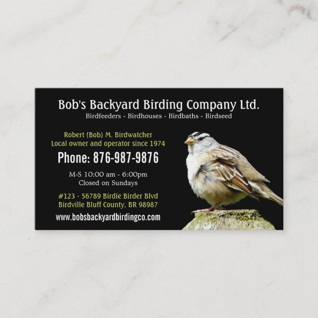 Backyard Bird Supply Business with Wild Bird Business Card (Front)