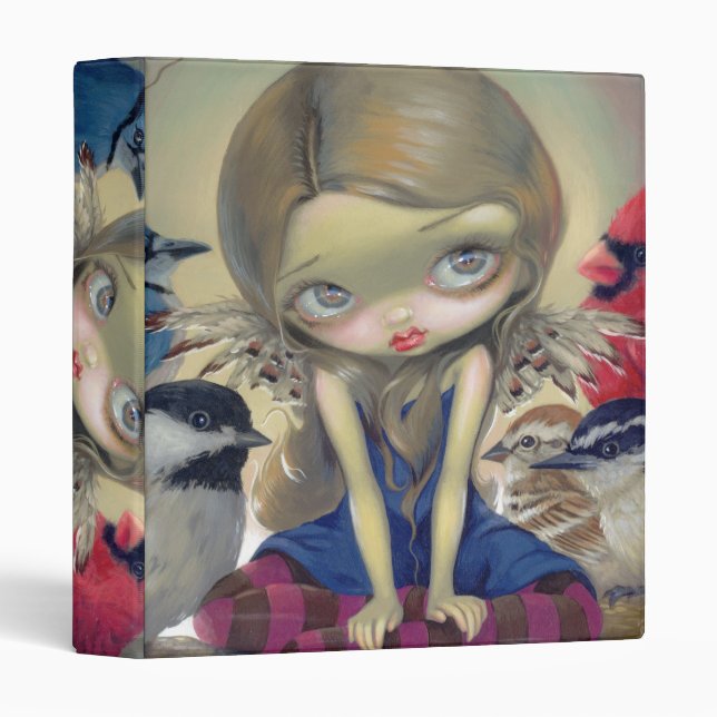 Backyard Birds BINDER big eye lowbrow art fairy (Front/Spine)