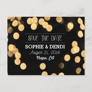 Backyard Bokeh Lights Save the Date Postcards
