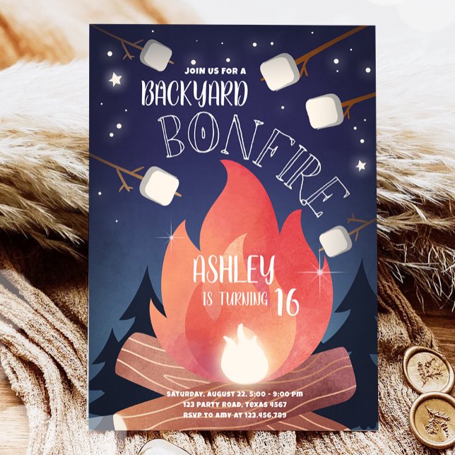 Backyard Bonfire Camping Glamping Outdoor Birthday Invitation (Creator Uploaded)