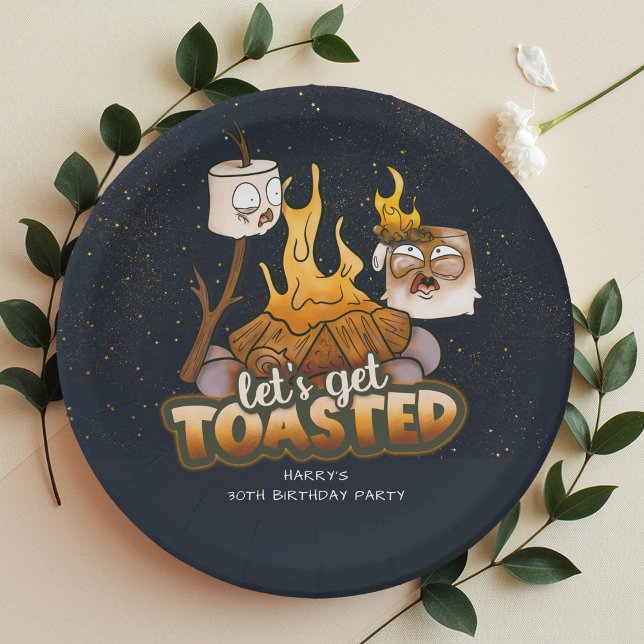 Backyard Bonfire Let's Get Toasted Birthday  Paper Plate (Creator Uploaded)