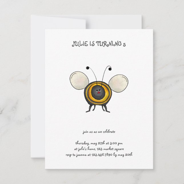 Backyard Buggies · Smiling Bee Invitation (Front)
