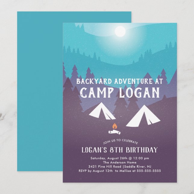Backyard Camping Birthday Invitation (Front/Back)