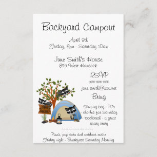 Backyard Campout With Raccoon Invitation