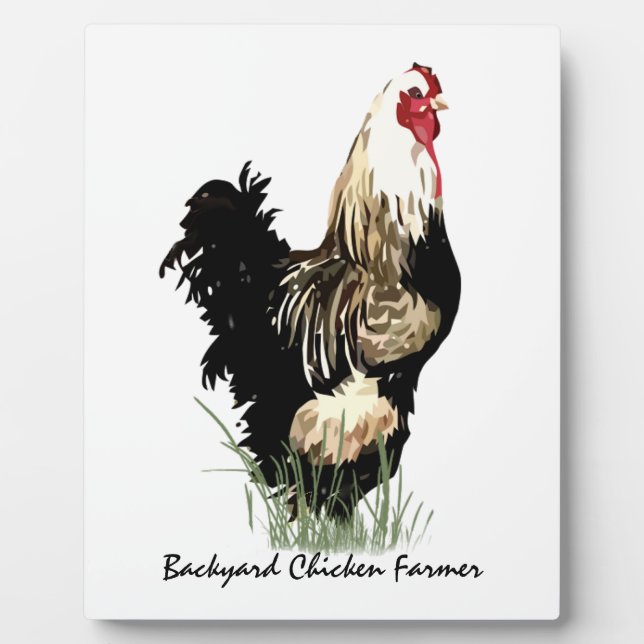 Backyard Chicken Farmer with Rooster Design Plaque (Front)