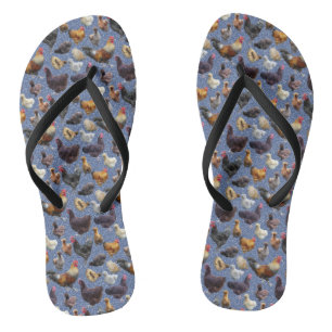 Backyard Chickens on Glitter Background Flip Flops