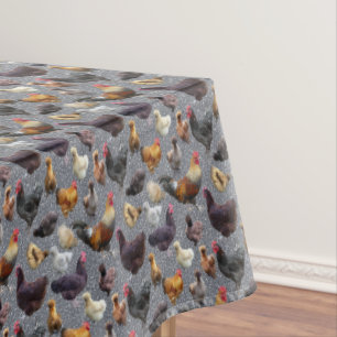 Backyard Chickens on Glitter Background Tablecloth