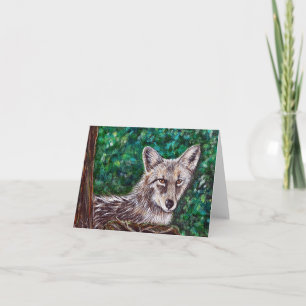 Backyard Coyote Painting Card