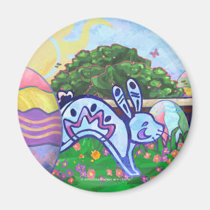 Backyard Easter Egg Hunt Round Magnet
