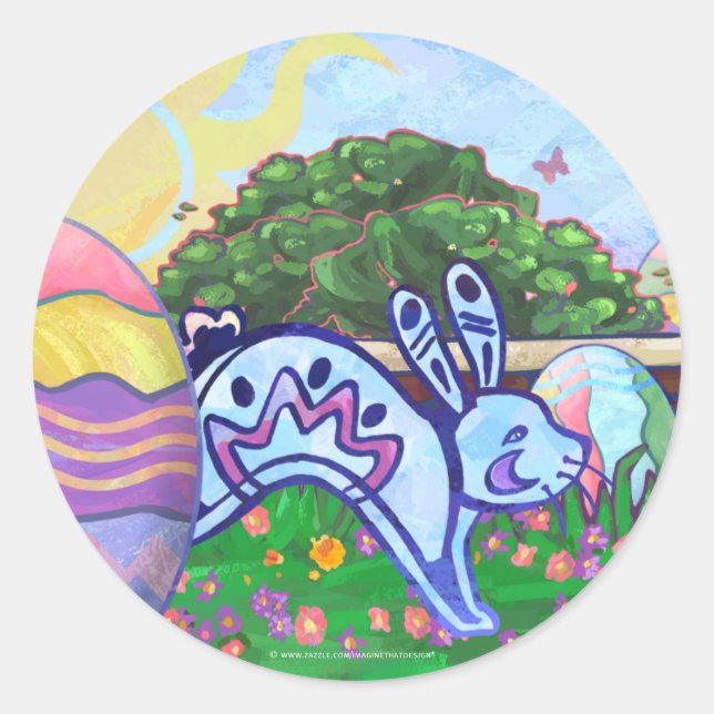 Backyard Easter Egg Hunt Round Sticker (Front)
