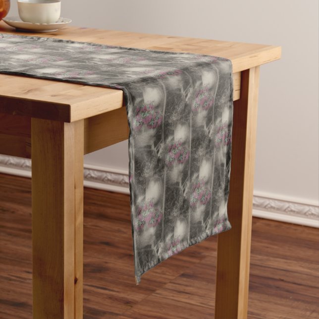 Backyard Flower Garden Chair Nature Pattern Short Table Runner (In Situ)