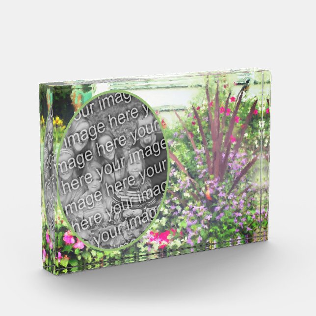 Backyard Flower Garden Painting Add Your Photo Block (Left)