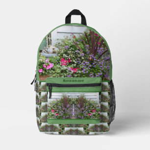 Backyard Flower Garden Personalized Printed Backpack