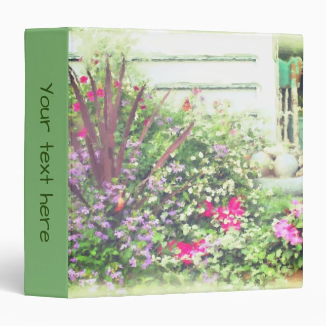 Backyard Flower Garden Watercolor Personalized Binder (Front/Spine)