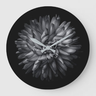Backyard Flowers In Black And White 20 Large Clock