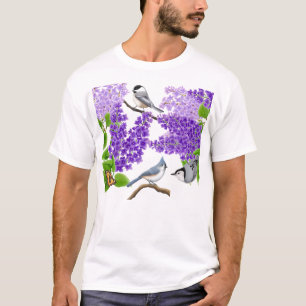 Backyard Garden Birds in Lilacs Shirt