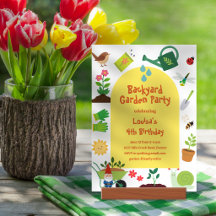 Backyard Garden Birthday Party Invitation