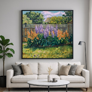 Backyard Garden - Impressionistic Style Floral Art Poster