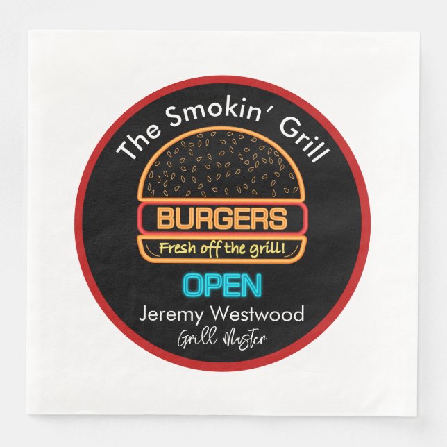 Backyard Grill Master Burgers Paper Napkins (Front)