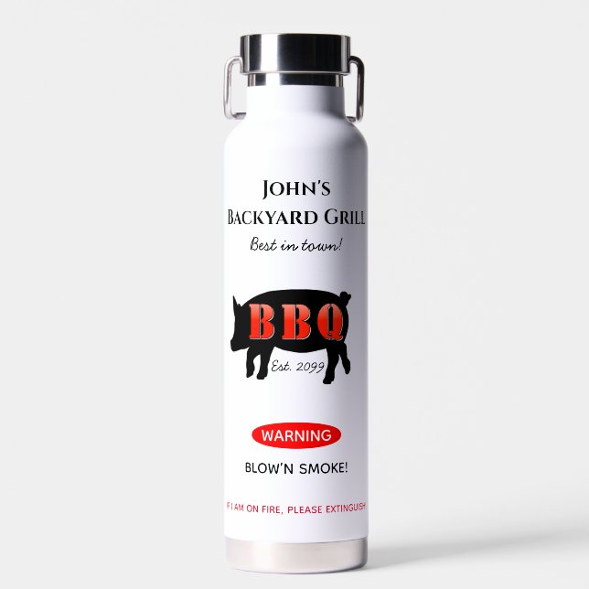 Backyard Grill Master Grilling BBQ Insulated Water Bottle (Front)