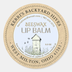 Backyard Hives Beeswax Lip Balm Mini Label Kraft 