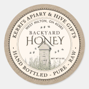 Backyard Hives Honey Label Hand Bottled Raw 