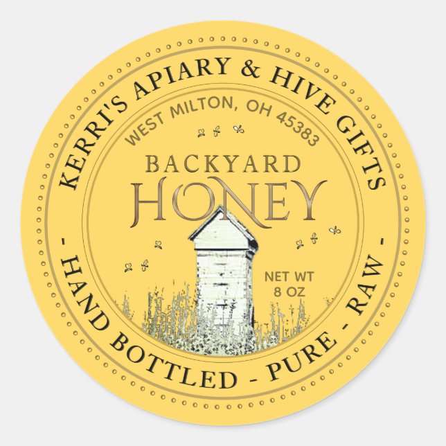 Backyard Hives Honey Label Hand Bottled Raw (Front)