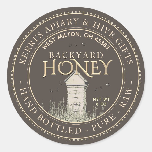 Backyard Hives Honey Label Hand Bottled Raw (Front)
