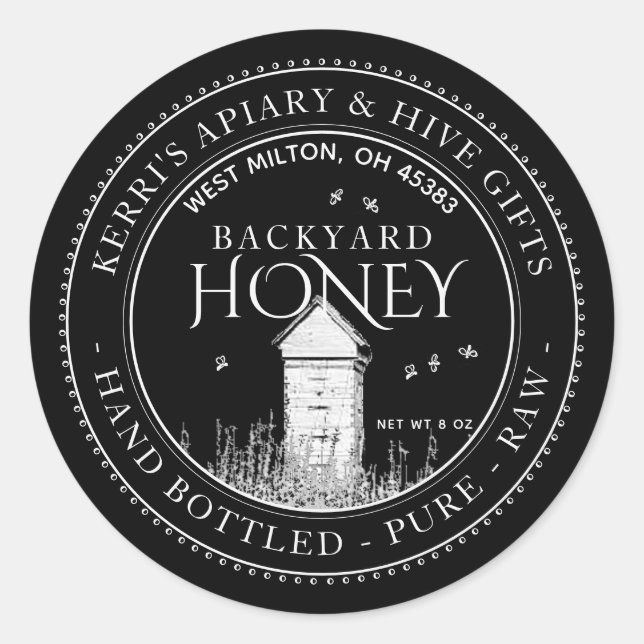 Backyard Hives Honey Label Hand Bottled Raw (Front)